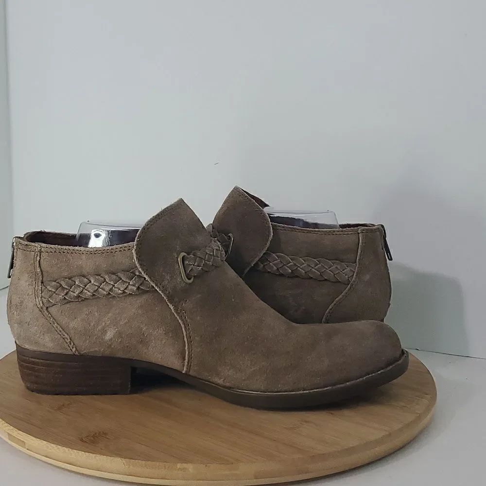 Born Sylvia Leather Braid Booties Tan Women's Size 10M - Picture 7 of 12
